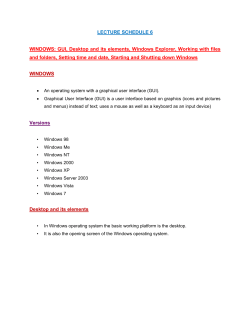 LECTURE SCHEDULE 6 WINDOWS: GUI, Desktop and its elements
