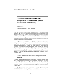 Contributing to the debate: the perspectives of children on gender