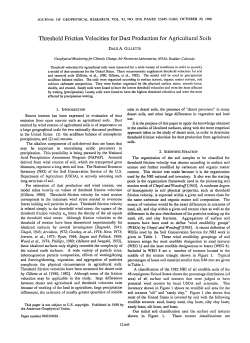 Threshold friction velocities for dust production for agricultural soils