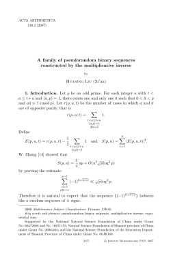 A family of pseudorandom binary sequences constructed by the
