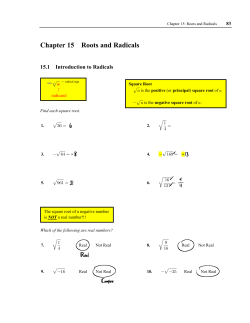 Chapter 15 Roots and Radicals