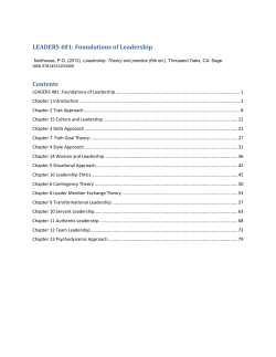LEADERS 481: Foundations of Leadership Contents