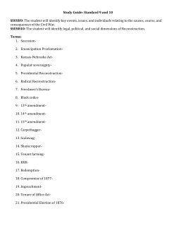 Study Guide: Standard 9 and 10 SSUSH9: The student will identify