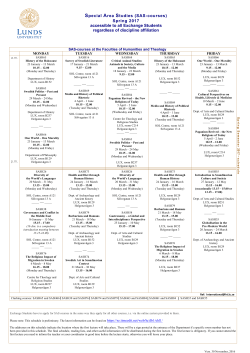 Special Area Studies (SAS-courses) Spring 2017 accessible to all