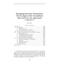 Designing Interstate Institutions: The Example of the Streamlined