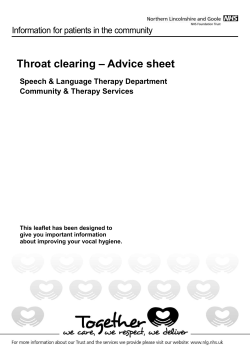 Throat clearing &ndash; Advice sheet - Northern Lincolnshire and Goole
