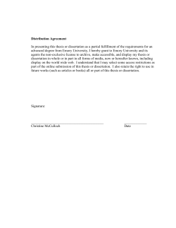 Distribution Agreement In presenting this thesis