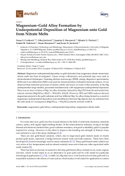 Magnesium–Gold Alloy Formation by Underpotential Deposition of