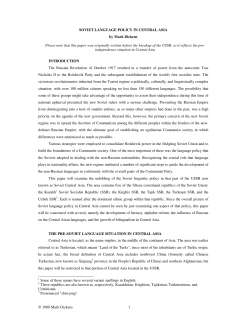 © 1988 Mark Dickens 1 SOVIET LANGUAGE POLICY IN CENTRAL