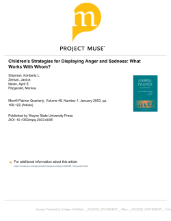 Children`s Strategies for Displaying Anger and Sadness