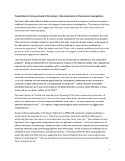 1 Presentation to the Iowa Board of Corrections: Risk Assessments