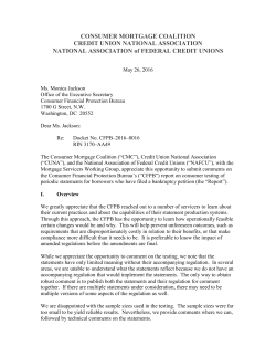 CONSUMER MORTGAGE COALITION CREDIT UNION NATIONAL