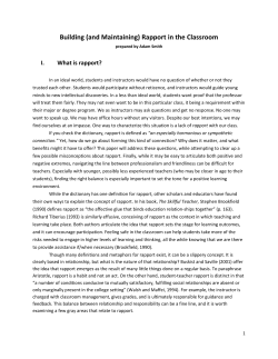Building (and Maintaining) Rapport in the Classroom
