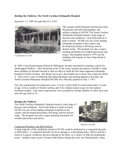 Healing the Children: The North Carolina Orthopedic Hospital