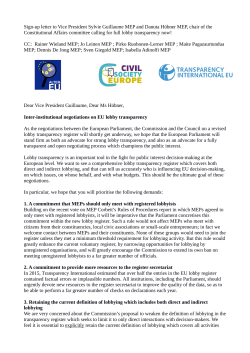 Sign-up letter to Vice President Sylvie Guillaume