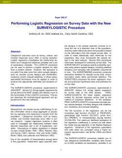 SUGI 27: Performing Logistic Regression on Survey Data