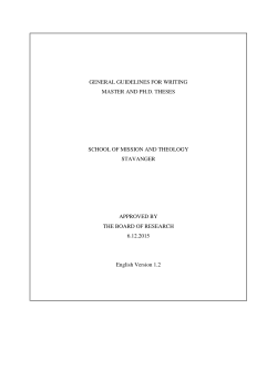General guidelines for writing master and PhD Theses