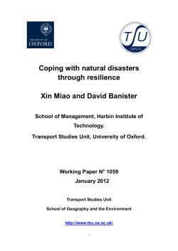 Coping with natural disasters through resilience Xin Miao and David