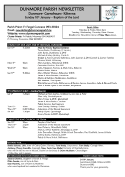 Newsletter 10th January 2016 - Parish Of Dunmore