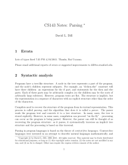 CS143 Notes: Parsing - Stanford University