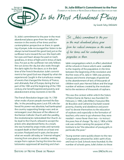 Julie and the Poor - Sisters of Notre Dame de Namur