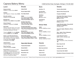 Caprara Bakery Menu