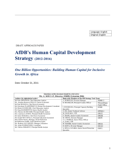 AfDB`s Human Capital Development Strategy