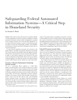 Safeguarding Federal Automated Information Systems—A Critical