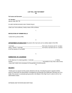 Last Will and Testament - Legal Aid South Africa