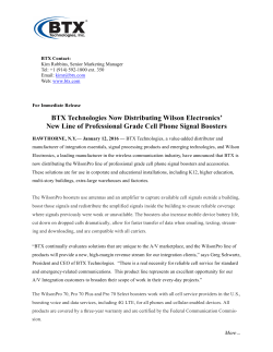 BTX Technologies Now Distributing Wilson Electronics` New Line of