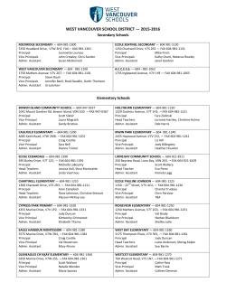 WEST VANCOUVER SCHOOL DISTRICT — 2015-2016