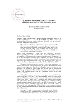 QUEERING AND DEQUEERING THE TEXT Tennessee