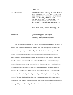 ABSTRACT Title of Document: UNDERSTANDING THE EQUAL