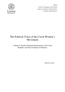 The Political Voice of the Czech Women`s Movement