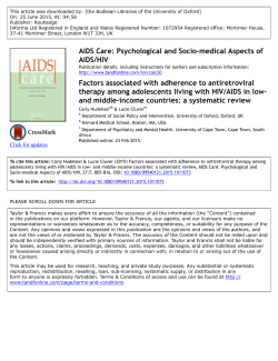 Factors associated with adherence to antiretroviral