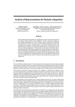 Analysis of Representations for Domain Adaptation