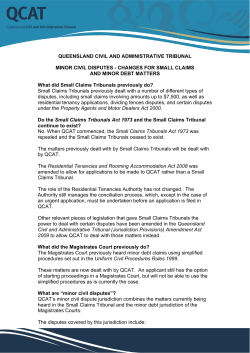Small Claims Tribunal and minor debt matters