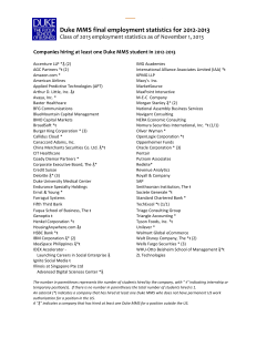 Duke MMS final employment statistics for 2012-2013