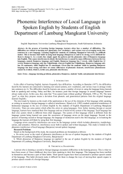 Phonemic Interference of Local Language in Spoken English by