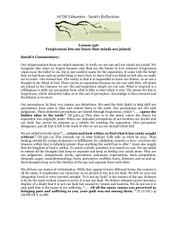 ACIM Edmonton - Sarah`s Reflections