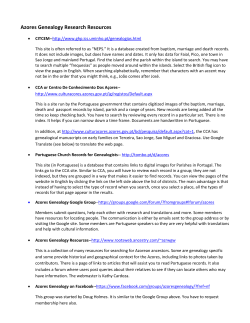 Azores Genealogy Research Resources