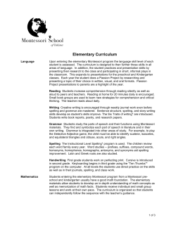 Elementary Curriculum - The Montessori School of Yakima