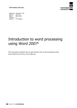 Introduction to word processing using Word 2007