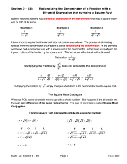 Section 9 &ndash; 5B: Rationalizing the Denominator