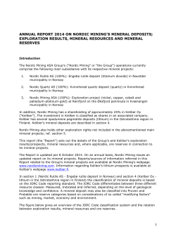 annual report 2014 on nordic mining`s mineral deposits