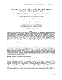 HYDROLYSIS OF CHLORPYRIFOS IN AQUEOUS SOLUTIONS AT