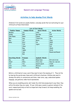 Speech and Language Therapy Activities to help develop First Words