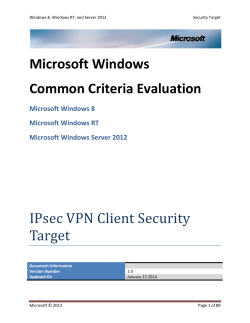 Microsoft Windows Common Criteria Evaluation IPsec VPN Client