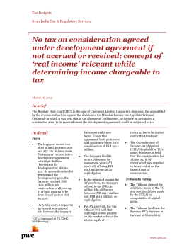 No tax on consideration agreed under development