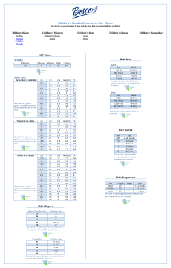 Children`s Standard Accessories Size Charts